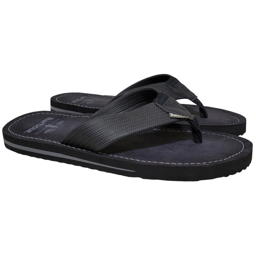 Barbour Men Toeman Beach Flip Flop Sandals Size US 10 Black